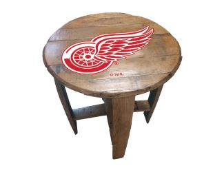 Detroit Red Wings Oak Barrel Table