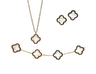 White Clover Set - Necklace, Bracelet and Earrings