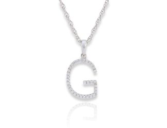 PARIKHS Diamond Initial Pendant Alphabet 'G' in 10K White Gold 0.10 ct , IJK color - I3 clarity
