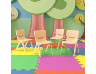 4 Pack Natural Plastic Stack School Chair with 12" Seat Height - Kids Chair
