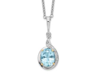 Sterling Silver 14k Accent Sky Blue Topaz Diamond 18in Necklace