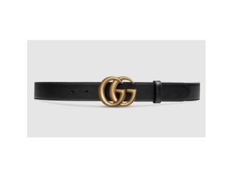 Leather Belt w/Double G Buckle Unisex Size 27