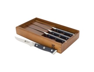 Spectrum 4pc Steak Knife Set w/ Wood Presentation Box