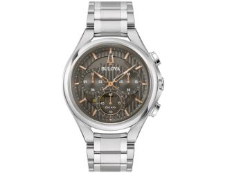 Men's CURV Chronograph Silver-Tone Stainless Steel Watch Gray Dial