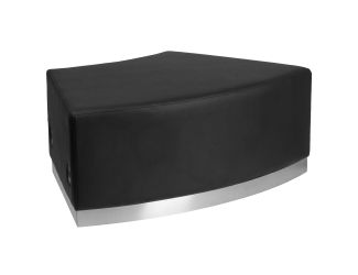 Black LeatherSoft Backless Convex Chair with Brushed Stainless Steel Base
