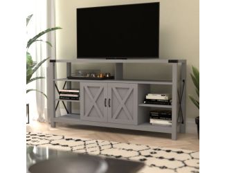 TV Stand for up to 60" TV's with Adjustable Shelf and Storage - White/Rustic