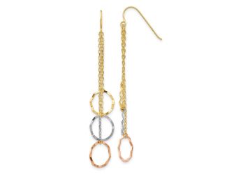 14K Tri-Color Faceted Circle Earrings