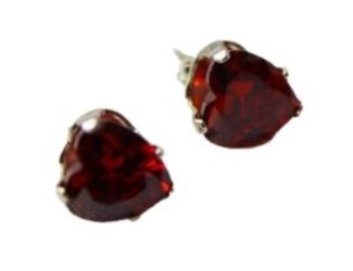 Red Heart Shaped CZ Earrings