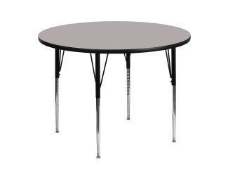 48" Round Grey HP Laminate Activity Table - Standard Height Adjustable Legs