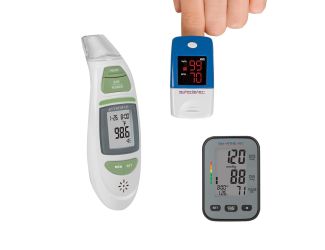 SmartHeart Pulse/Blood Pressure Monitors plus Talking 1-Second Thermometer Package