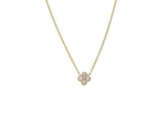 Diamond Four Leaf Clover Necklace 14K Size 18"