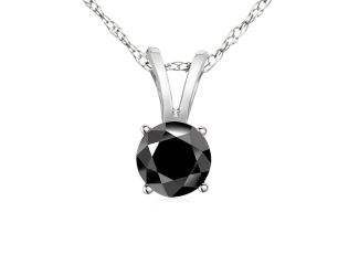 PARIKHS Black Round Diamond Pendant in 10K White Gold, 0.06ct
