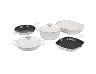 7pc Signature Cast Iron Cookware Set White