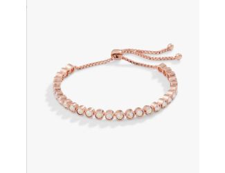 Tennis Bolo Crystal Bracelet - Shiny Rose Gold
