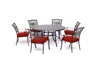 Traditions 7-Piece Dining Set in Red with Six Dining Chairs and a 60 In. Cast-top Table
