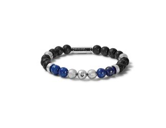 Black Lava and Lapis Bead Bracelet - Large