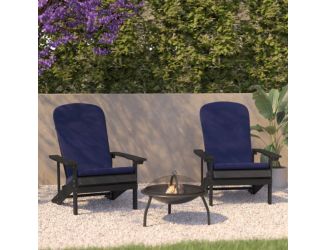 Indoor/Outdoor Slate Gray Adirondack Chairs with Blue Cushions - Set of 2
