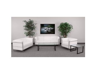 White LeatherSoft Reception Set with Double Bar Encasing Frame