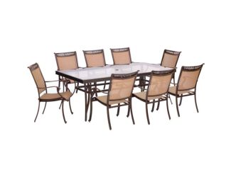 Fontana 9-Piece Dining Set with Eight Stationary Dining Chairs and an Extra-Large Glass-Top Dining T