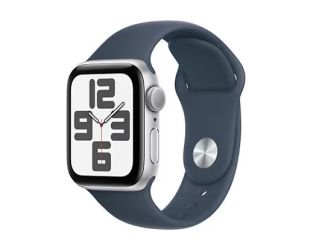 Apple Watch SE GPS 40mm Silver Aluminum Case with Denim Sport Band - S/M
