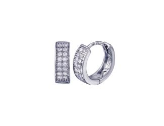 PARIKHS Rhodium Plated Clear CZ Huggie Earring in 925 Sterling Silver