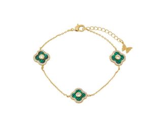 Multi Pave Colored Stone Clover Bracelet Size 7.5"