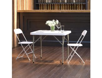 2.85-Foot Square Granite White Plastic Folding Table - Event Folding Table