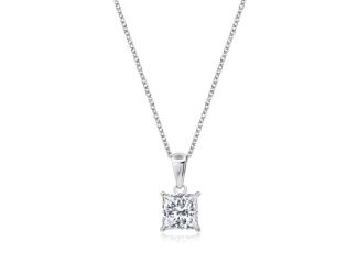 Crislu Princess Cut Solitaire Bezel Set Pendant Small Finished in Pure Platinum