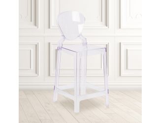 Ghost Counter Stool with Tear Back in Transparent Crystal - Wedding Chairs