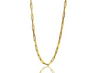 Paper Clip Necklace,  Large Chain Links, Gold Plated 24"