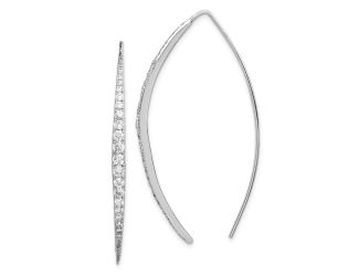 Sterling Silver Rhodium-plated CZ Threader Earrings
