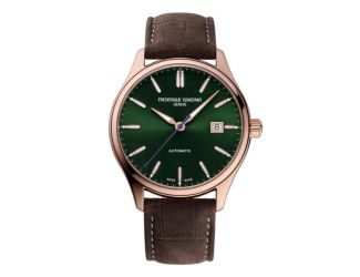 Men's Frederique Constant CLASSICS INDEX AUTOMATIC Leather Strap watch, Green dial