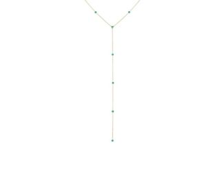 Turquoise Embedded Lariat Necklace 14K Size 16"