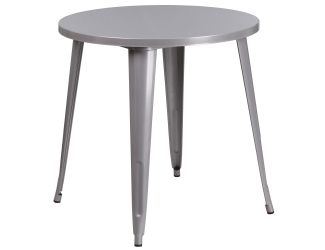 30" Round Silver Metal Indoor-Outdoor Table - Restaurant Furniture