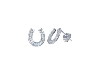 PARIKHS Rhodium Plated Horse Shoe Stud Earring in 925 Sterling Silver