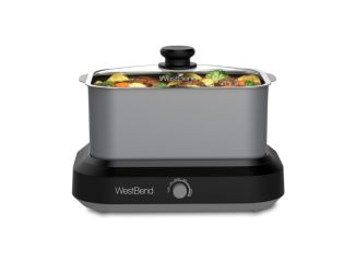 6qt Oblong Versatile Slow Cooker w/ Tote Silver