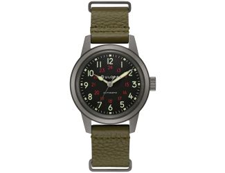 Men's Military Green Leather NATO Strap Watch