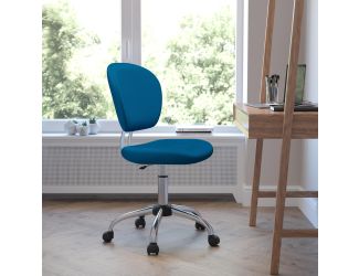 Mid-Back Turquoise Mesh Padded Swivel Task Office Chair with Chrome Base