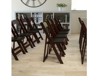 Mahogany Wood Folding Chair with Detachable Vinyl Padded Seat