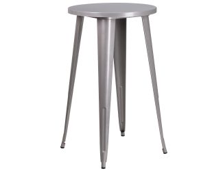 24" Round Silver Metal Indoor-Outdoor Bar Height Table - Restaurant Furniture