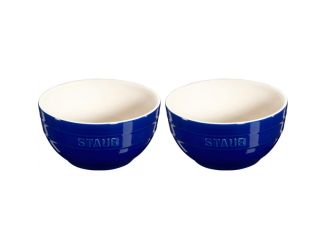 2pc Ceramic Large Universal Bowl Set Dark Blue