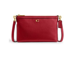 Refined Pebble Leather Legacy Zip Top Crossbody - Ruby/Brass
