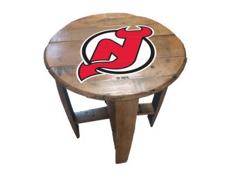 New Jersey Devils Oak Barrel Table