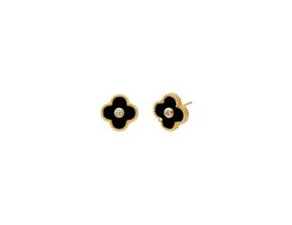 CZ Colored Stone Clover Stud Earrings Size 9MM