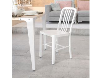 White Metal Indoor-Outdoor Chair - Kitchen Chair - Restaurant Seating