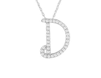 PARIKHS Initial Pendant Alphabet 'D' in CZ with chain in 925 Sterling Silver