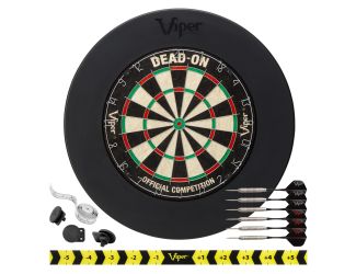 Viper Dead On Sisal Dartboard, Two Sets Starter Darts, Viper Guardian Black