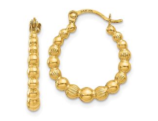 14K Beaded Hoop Earrings