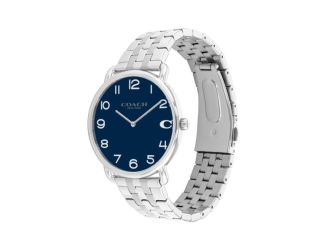 Men's Elliot Silver-Tone Stainless Steel Watch Navy Dial