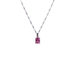 Pink CZ Solitaire Pendant Necklace